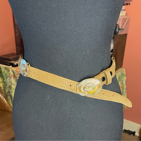 Vintage 1981 Elaine Coyne Handmade leather belt with bronze artisanal hardware